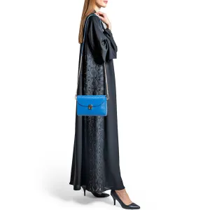 AIGNER Blue Textured Leather Genoveva Shoulder Bag