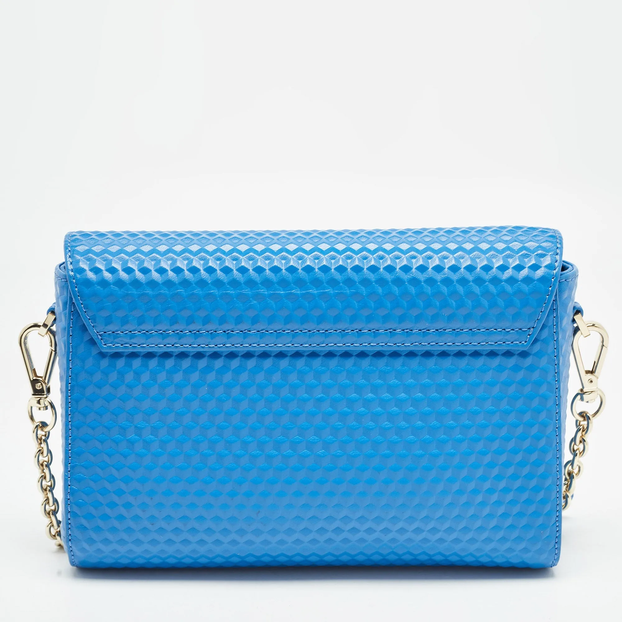 AIGNER Blue Textured Leather Genoveva Shoulder Bag