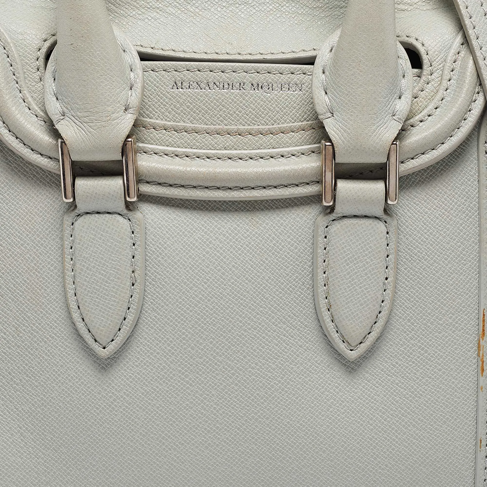 ALEXANDER MCQUEEN Light Blue Leather Mini Heroine Shoulder Bag