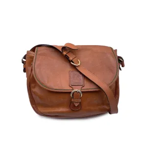 Aquascutum Vintage Light Brown Leather Messenger Crossbody Bag