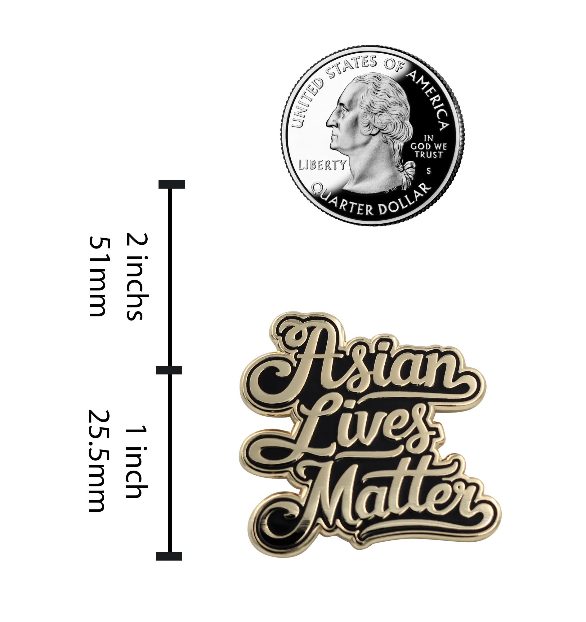 Asian Lives Matter Enamel Pin - Black and Gold Lapel Pins