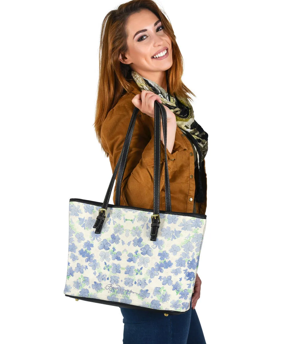 Blu&White Watercolor Floral Small Tote Bag