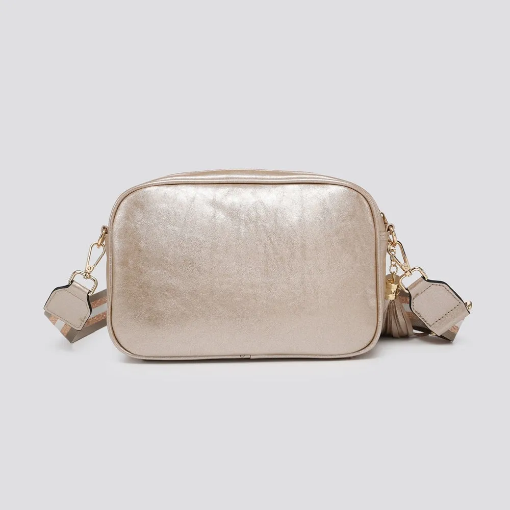 Camera Bag & Glitter Stripe Strap  - Pale Grey