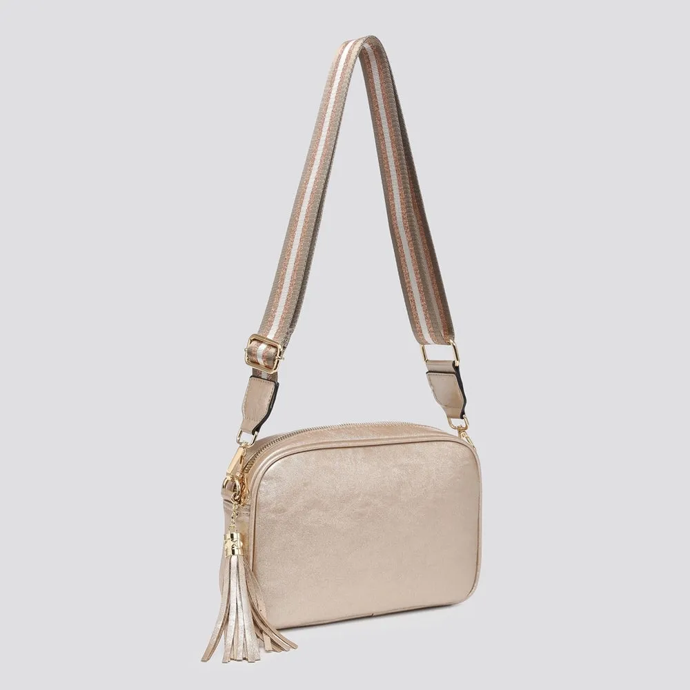 Camera Bag & Glitter Stripe Strap  - Pale Grey