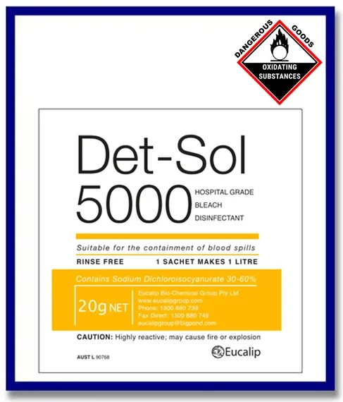 (CARTON) Det-Sol 5000 - 20gms (Powdered Disinfectant) x 200 Satchels