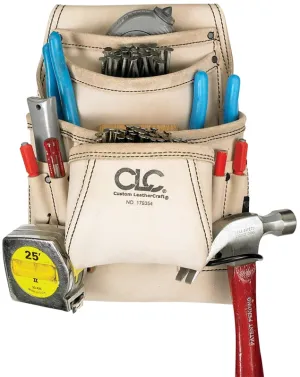 CLC Tool Works Series 179354 Carpenter's Nail/Tool Bag, 20 in W, 20-1/2 in H, 10-Pocket, Leather, White :EA: QUANTITY: 1