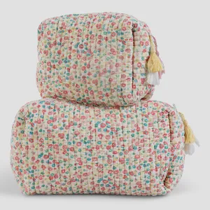 Cotton Quilted Toiletry Pouch Set | Multicolour