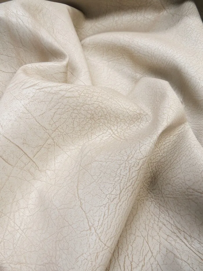 Creme Distressed Velvet Flocking Vinyl / Sold by the Yard (Second Quality Goods)