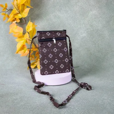 Daily Sling  Brown Colour with Small White Flower Design.