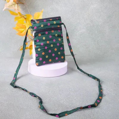 Daily Sling Dark Green With Pink Dots Design.