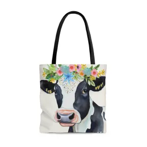 Folk Art Holstein Cow Tote Bag - Cute Cottagecore Totebag Makes the Perfect Gift