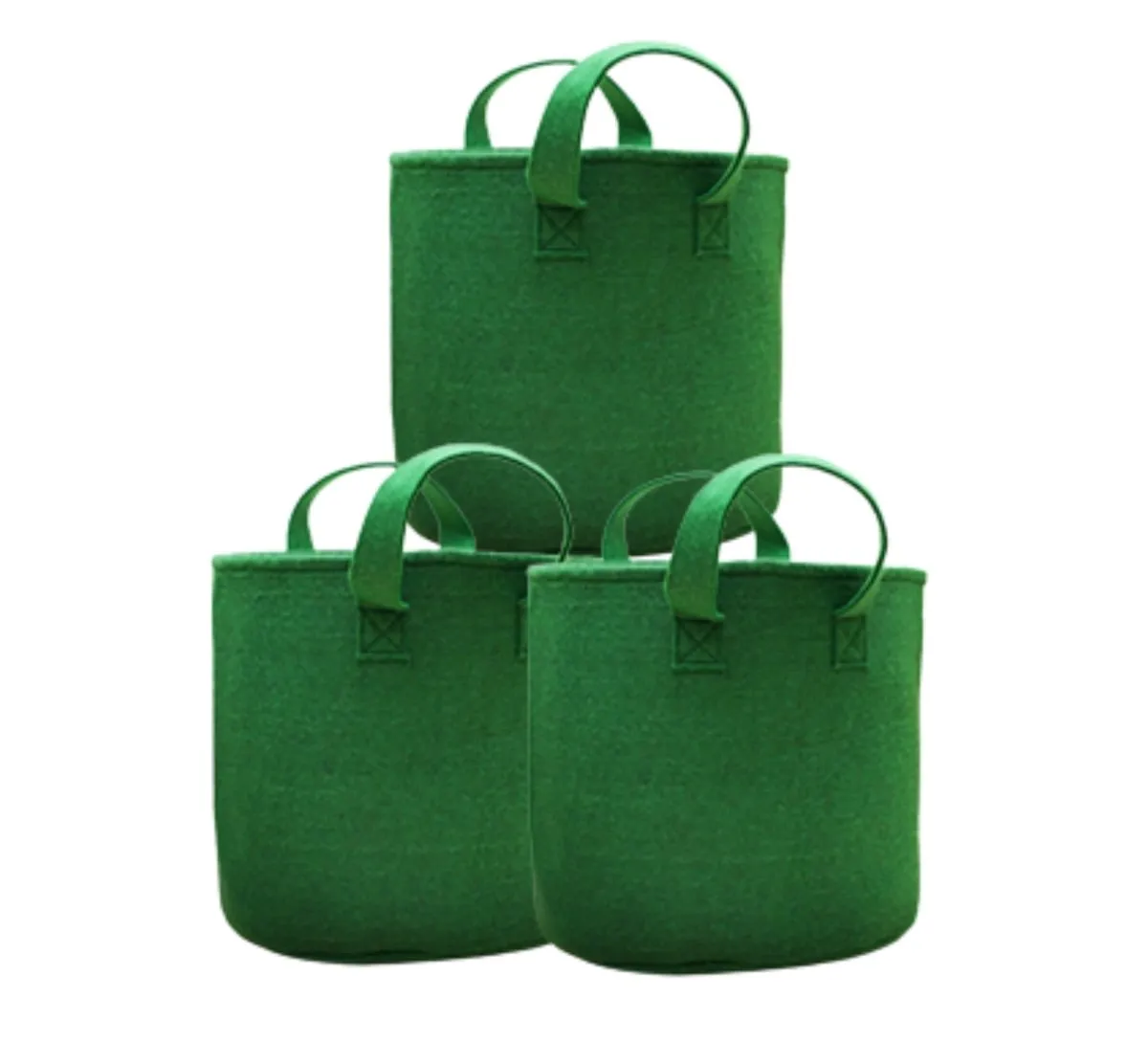 Geo Fabric Grow Bags for Home Garden(Green) - 12x12 inch - Pack3