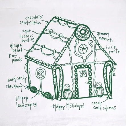 Gingerbread House Tea Towel by Girls Can Tell