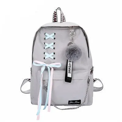 Girls Punk Lace-Up School Backpack