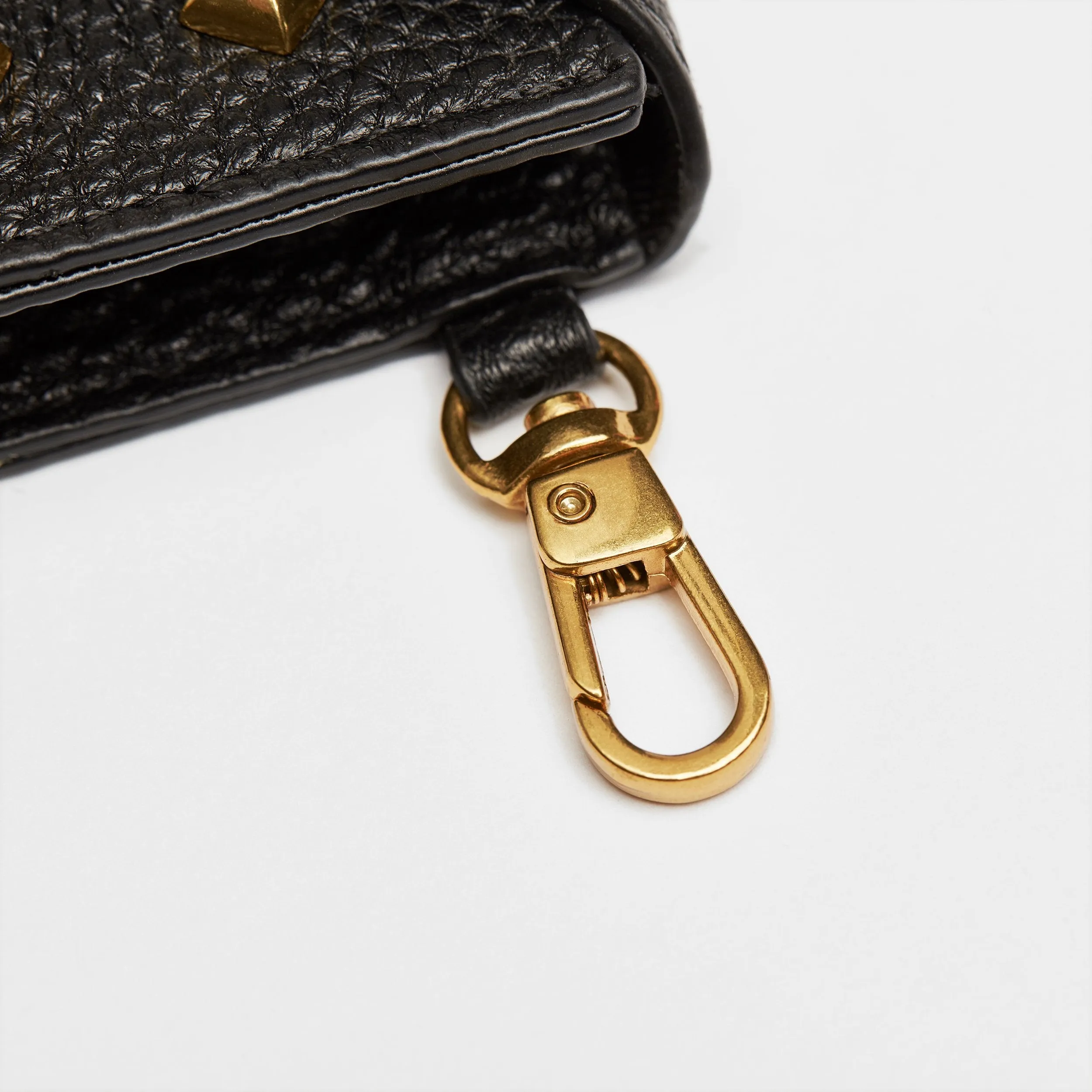 Golden Rivet Leather Pocket (Black)