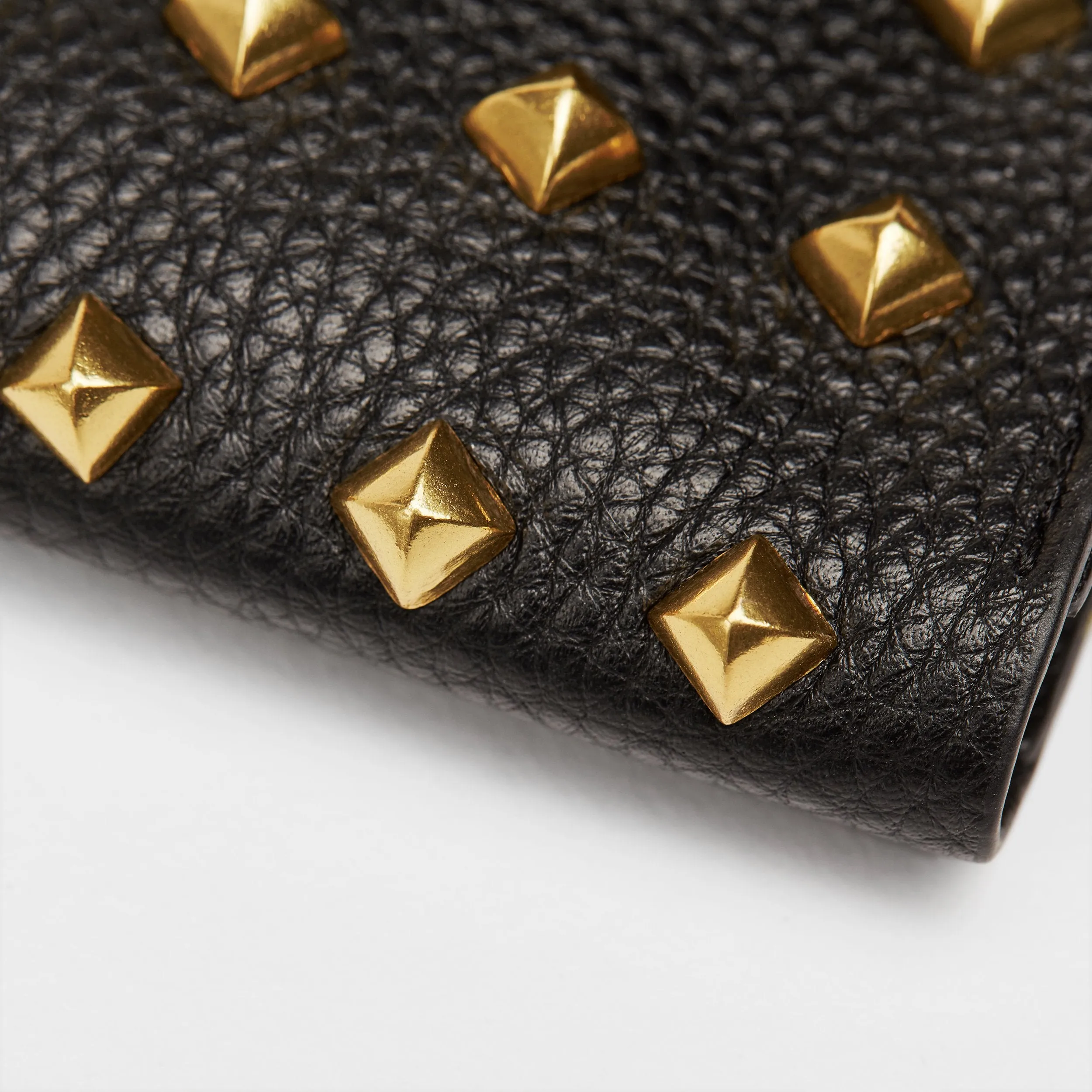 Golden Rivet Leather Pocket (Black)