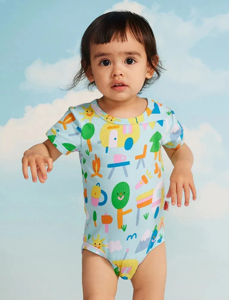 HALCYON NIGHTS HAPPY CAMPERS SHORT SLEEVE BODYSUIT