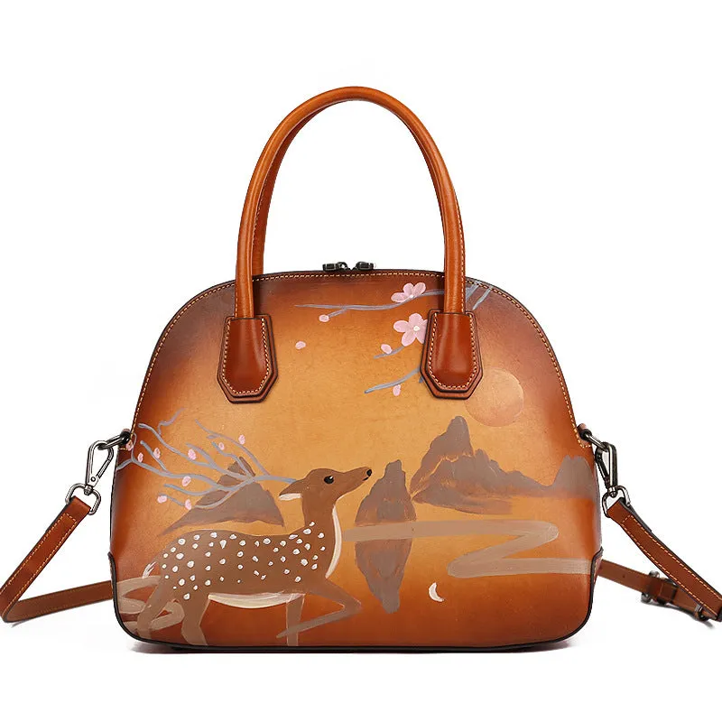 Handmade Christmas Deer Leather Women Handbag 1115