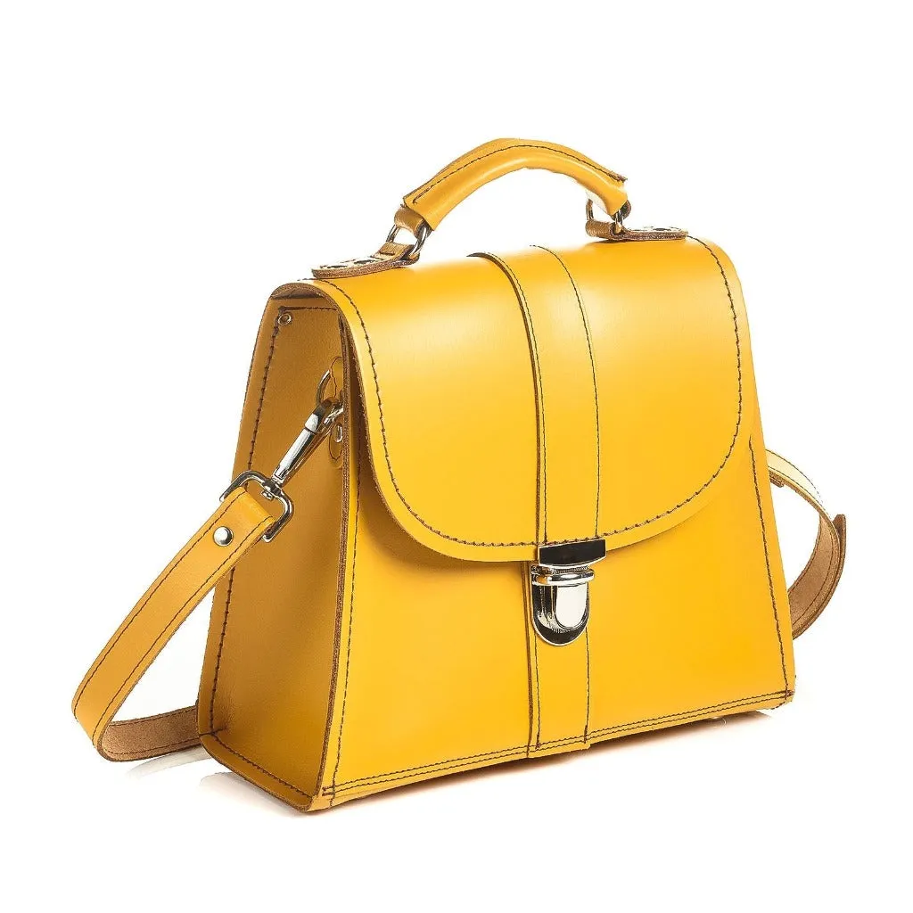 Handmade Leather Cross Body Bag - Yellow Ochre - Made In The UK