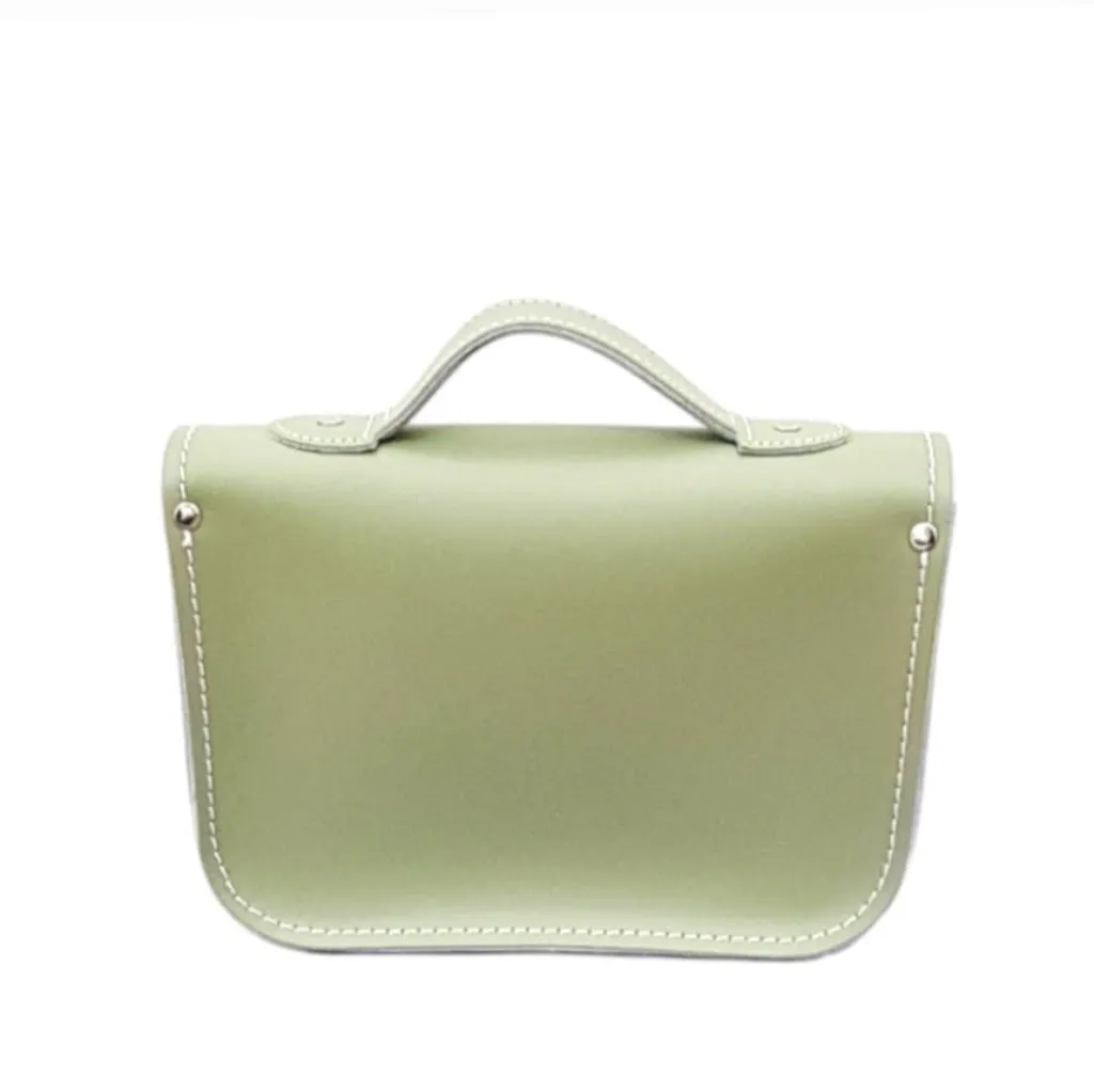 Handmade Leather Midi Satchel -  Sage Green - Made in the UK