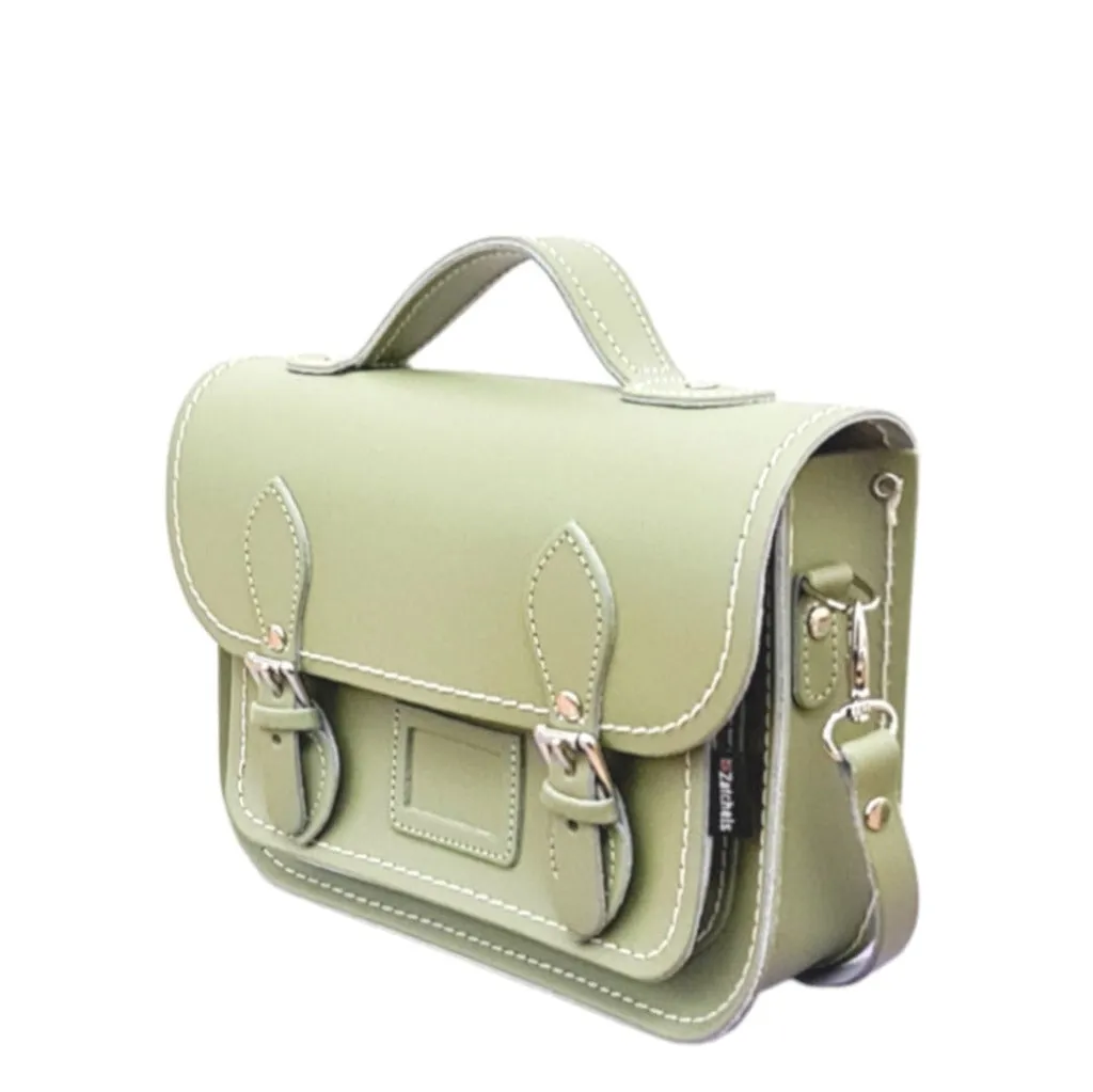 Handmade Leather Midi Satchel -  Sage Green - Made in the UK