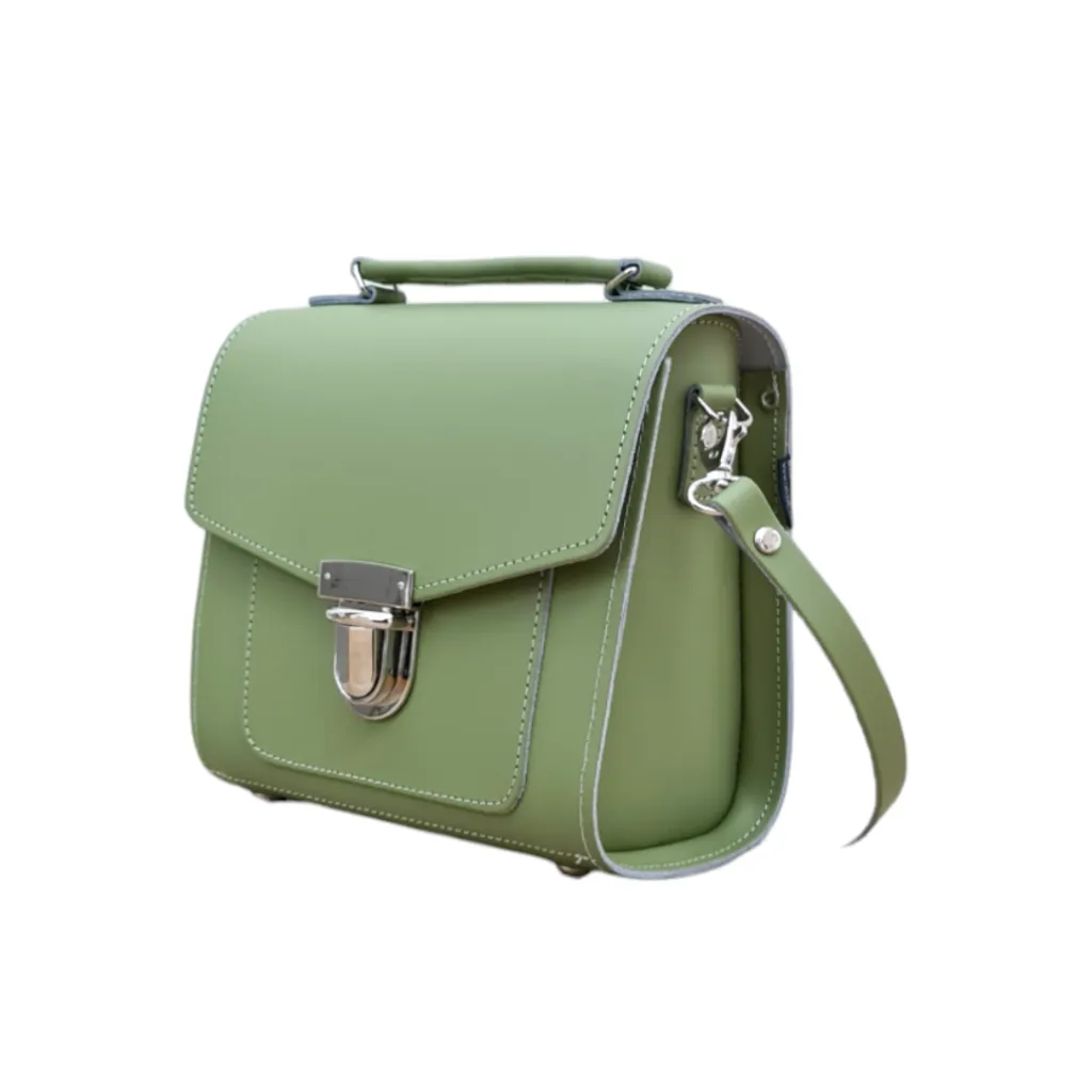 Handmade Leather Sugarcube Handbag - Sage Green - Made in the UK