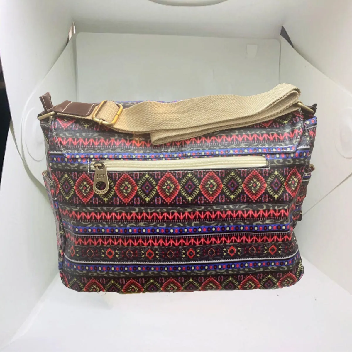 HT FASHION LONDO multicolour zigzag pattern  cross over shoulder bag