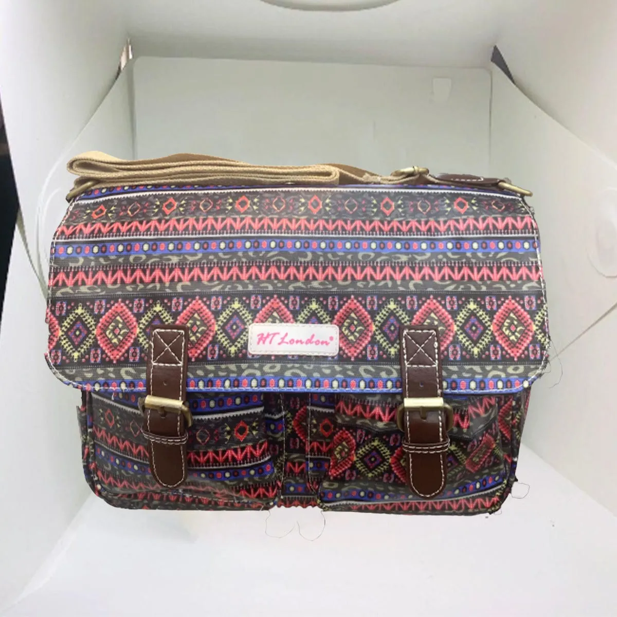 HT FASHION LONDO multicolour zigzag pattern  cross over shoulder bag