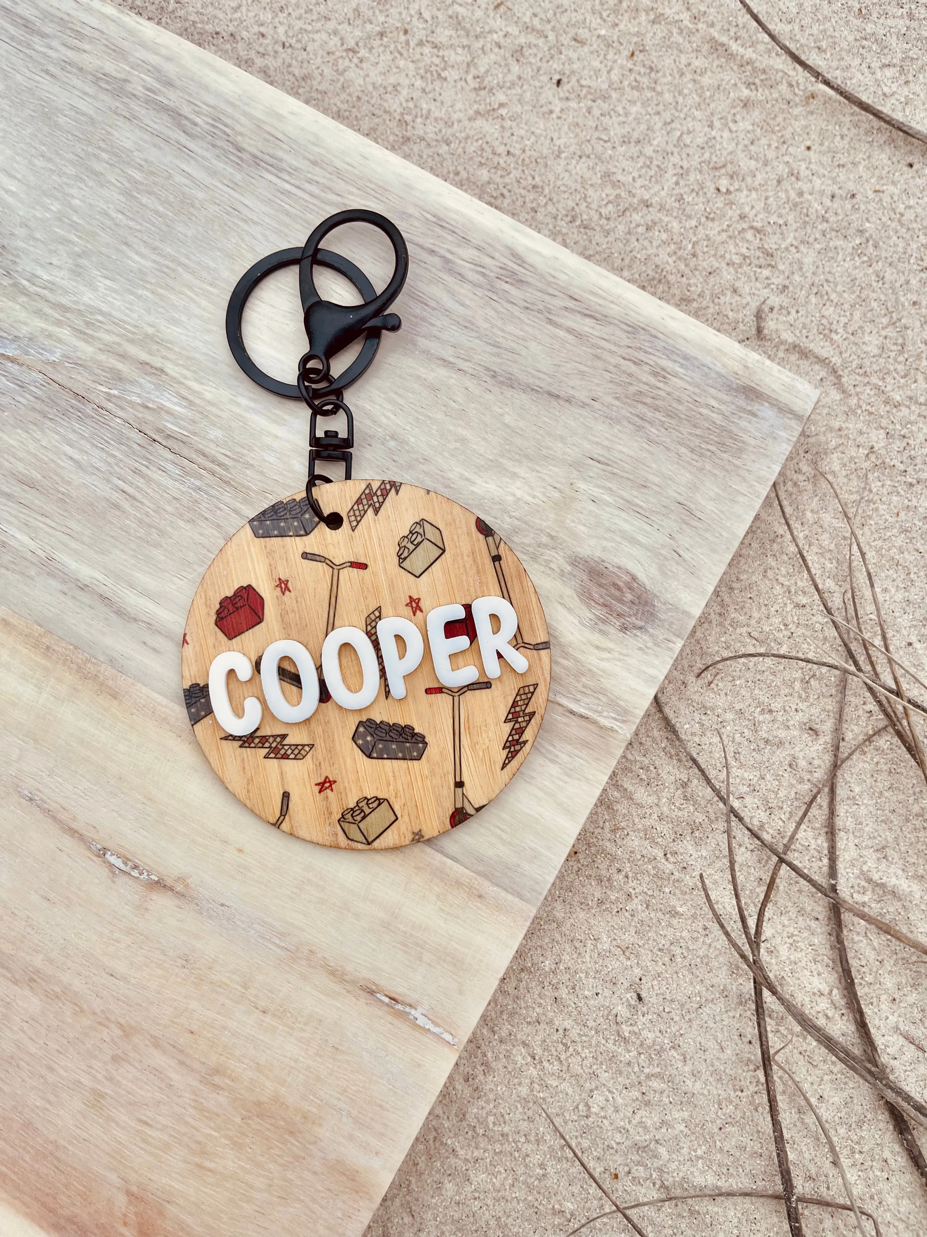 Kids Print Wooden Bag Tags