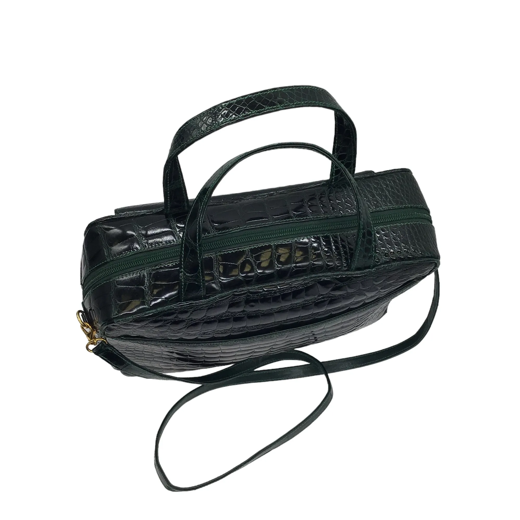 Lana Marks Dark Green Alligator Skin Leather Satchel Handbag