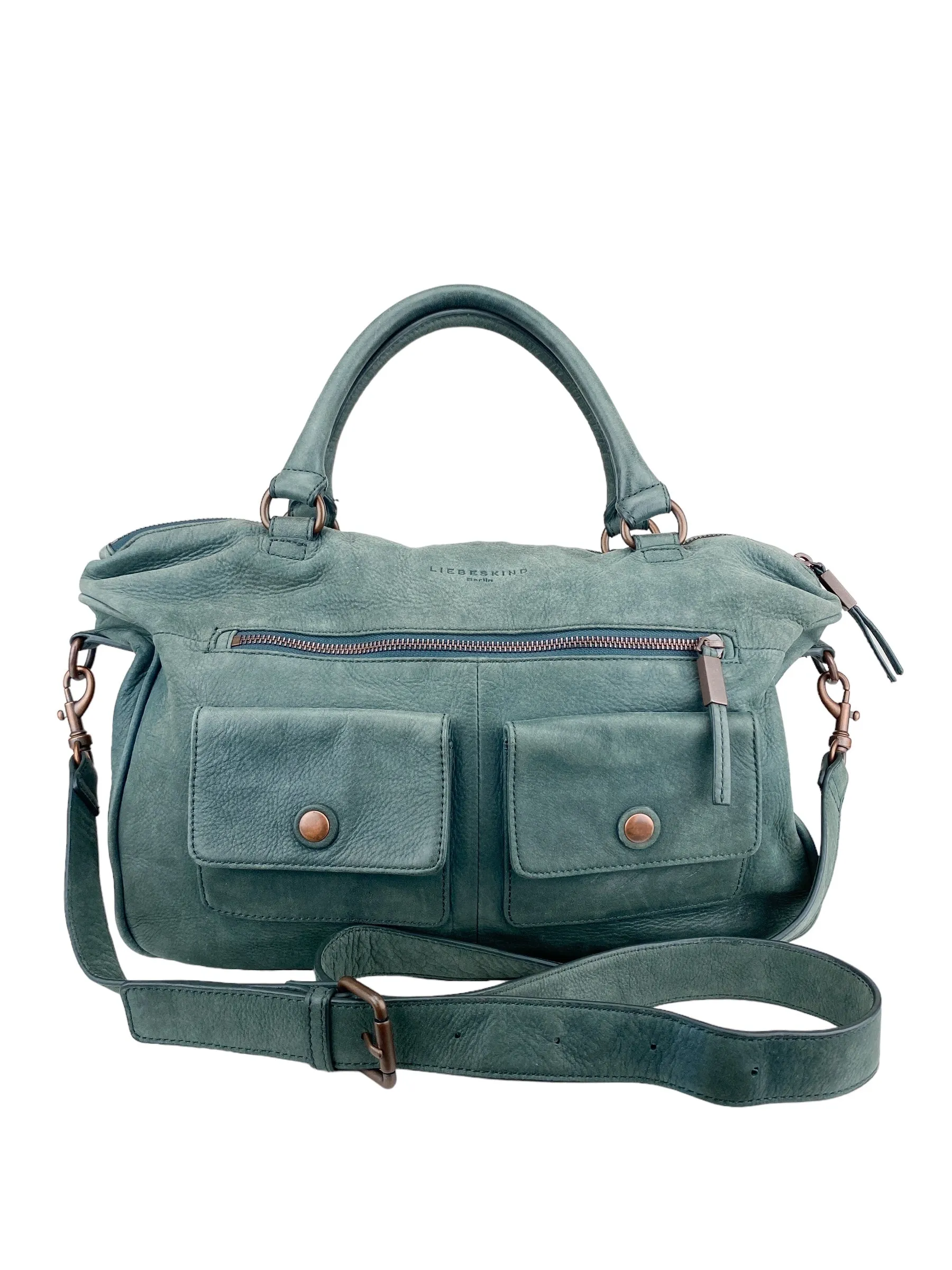 Liebeskind Women's Convertible Leather Satchel Iridescent Green