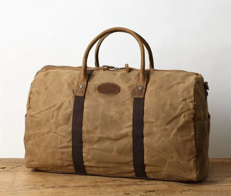 Mens Waxed Canvas Travel Duffle Bag Carry-on Size