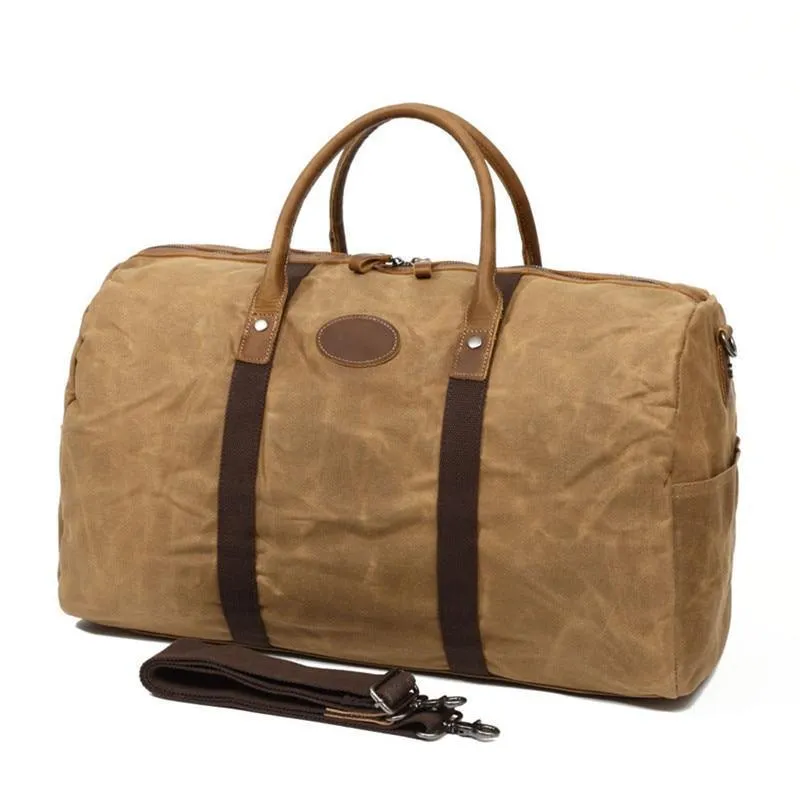 Mens Waxed Canvas Travel Duffle Bag Carry-on Size