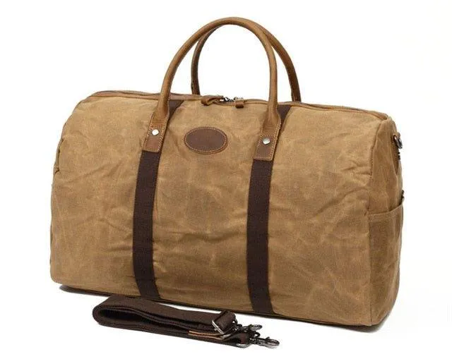 Mens Waxed Canvas Travel Duffle Bag Carry-on Size