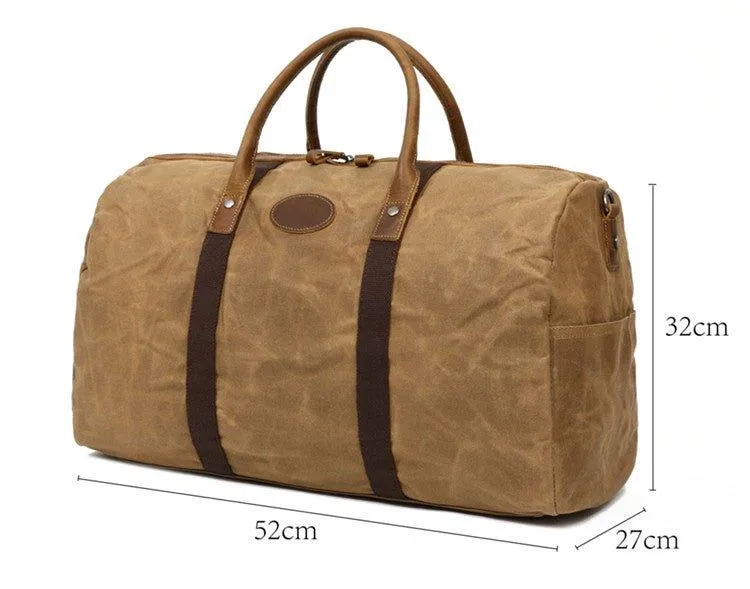 Mens Waxed Canvas Travel Duffle Bag Carry-on Size