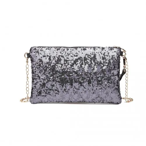 Miss Lulu Sequins Clutch Evening Bag - Grey | Elegant & Stylish Party Accessory