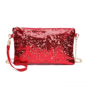 Miss Lulu Sequins Clutch Evening Bag - Red | Elegant & Stylish