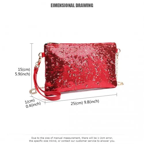 Miss Lulu Sequins Clutch Evening Bag - Red | Elegant & Stylish