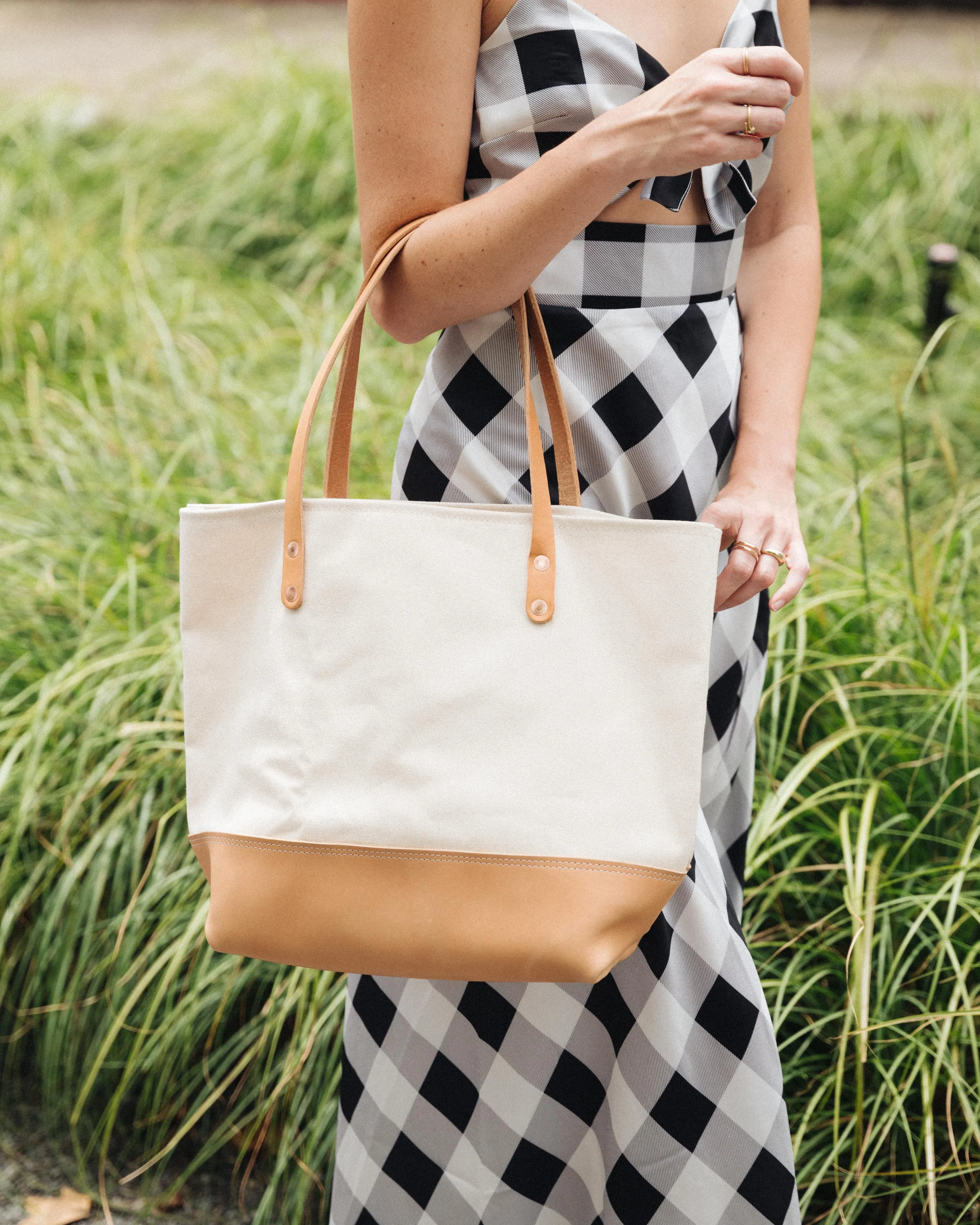 Natural Canvas Panel Tote