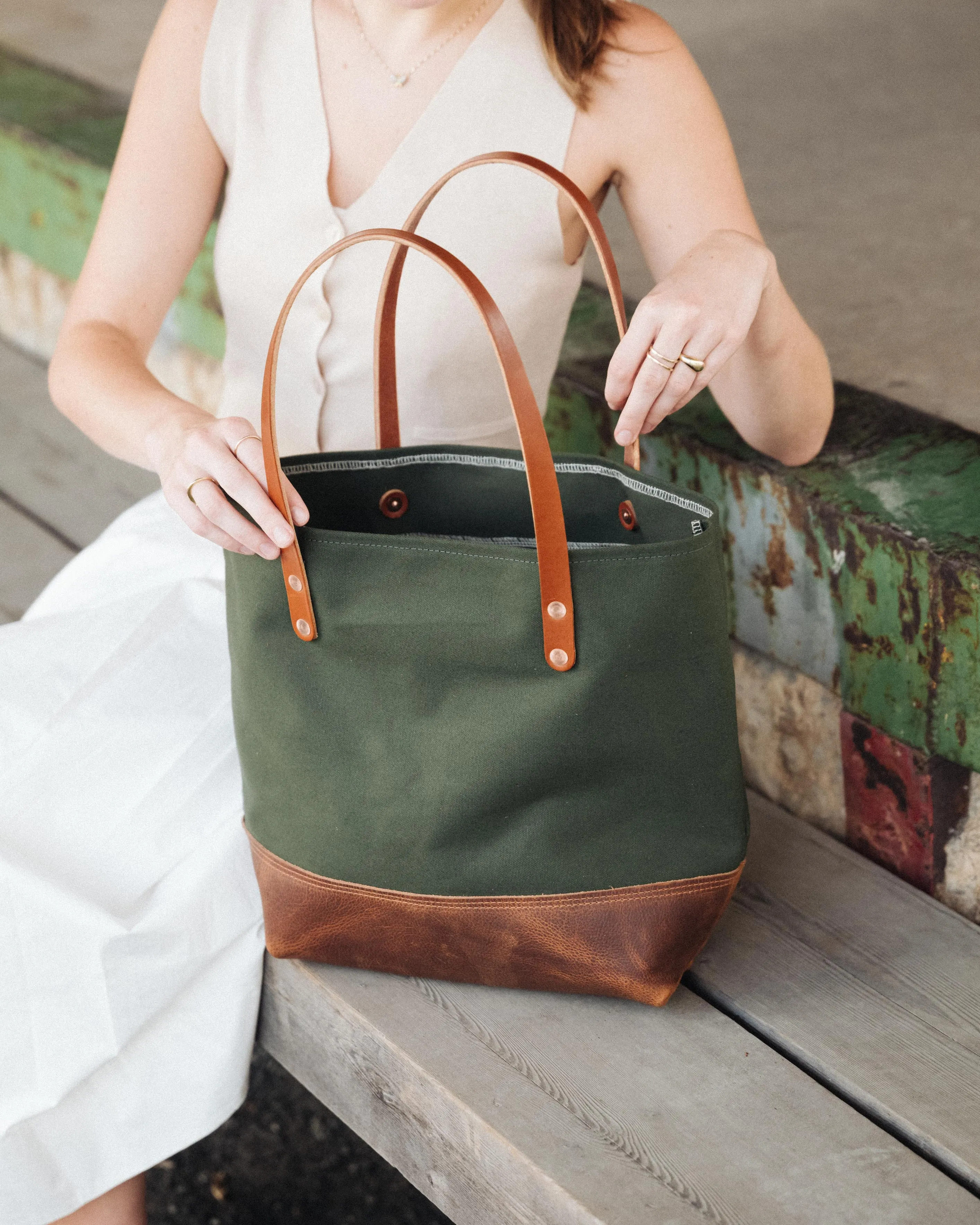 Natural Canvas Panel Tote