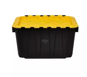 NJA-HDX 12 Gal.Heavy Duty Tough Storage W/ Handles Flip Top Tote Blk / Yellow Lid