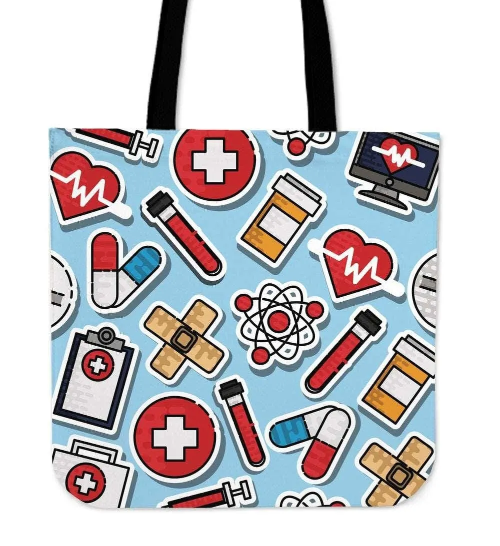 Nurse Blue Sticker Cotton Tote Bag