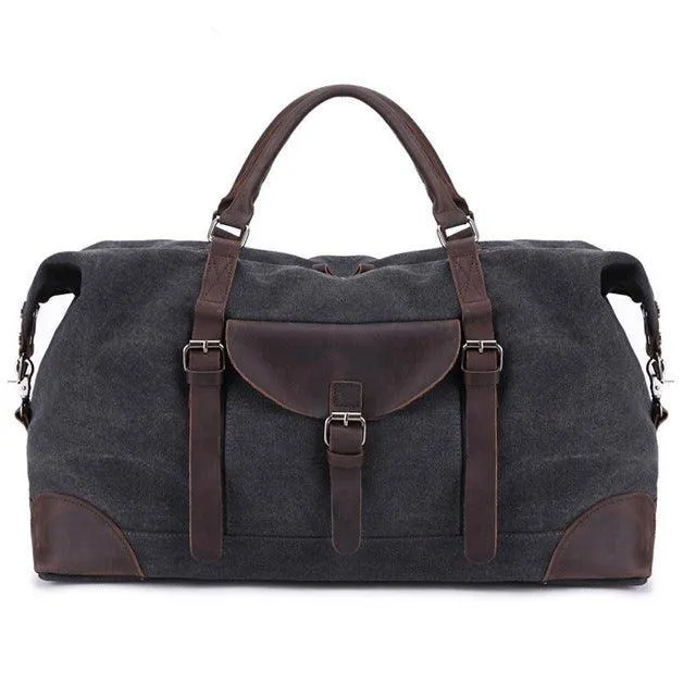 Oversized Travel Duffel Bag Canvas Leather