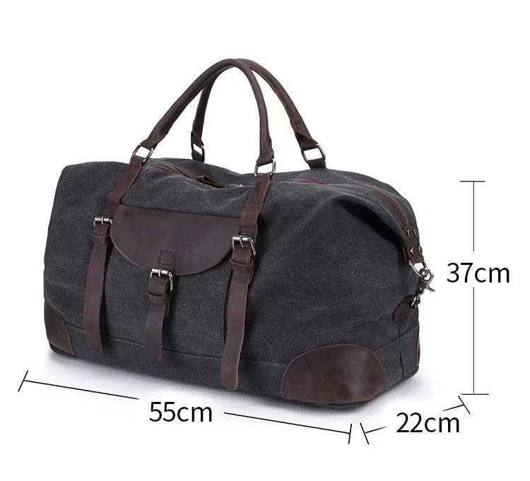 Oversized Travel Duffel Bag Canvas Leather