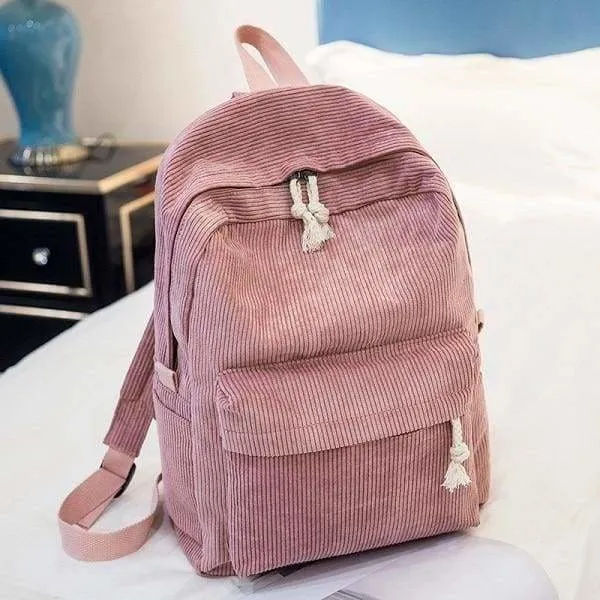 Preppy Style Soft Fabric Backpack Female