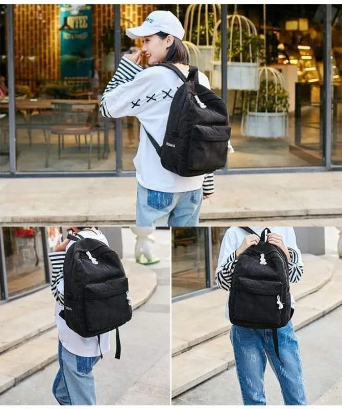 Preppy Style Soft Fabric Backpack Female