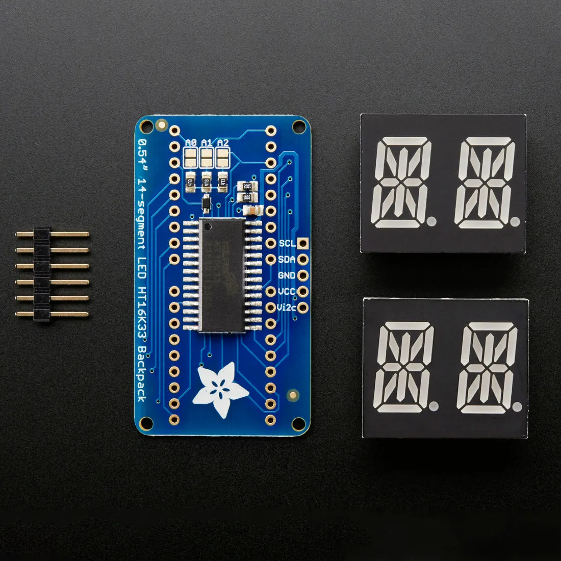 Quad Alphanumeric Display - 0.54" Digits w/ I2C Backpack