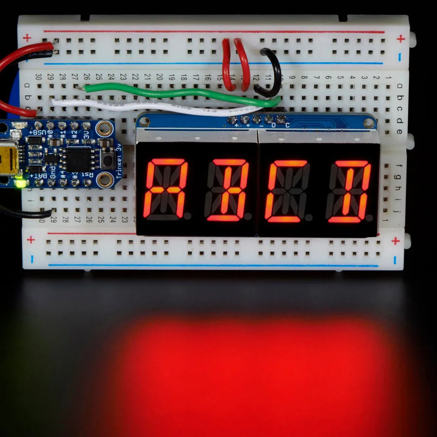 Quad Alphanumeric Display - 0.54" Digits w/ I2C Backpack