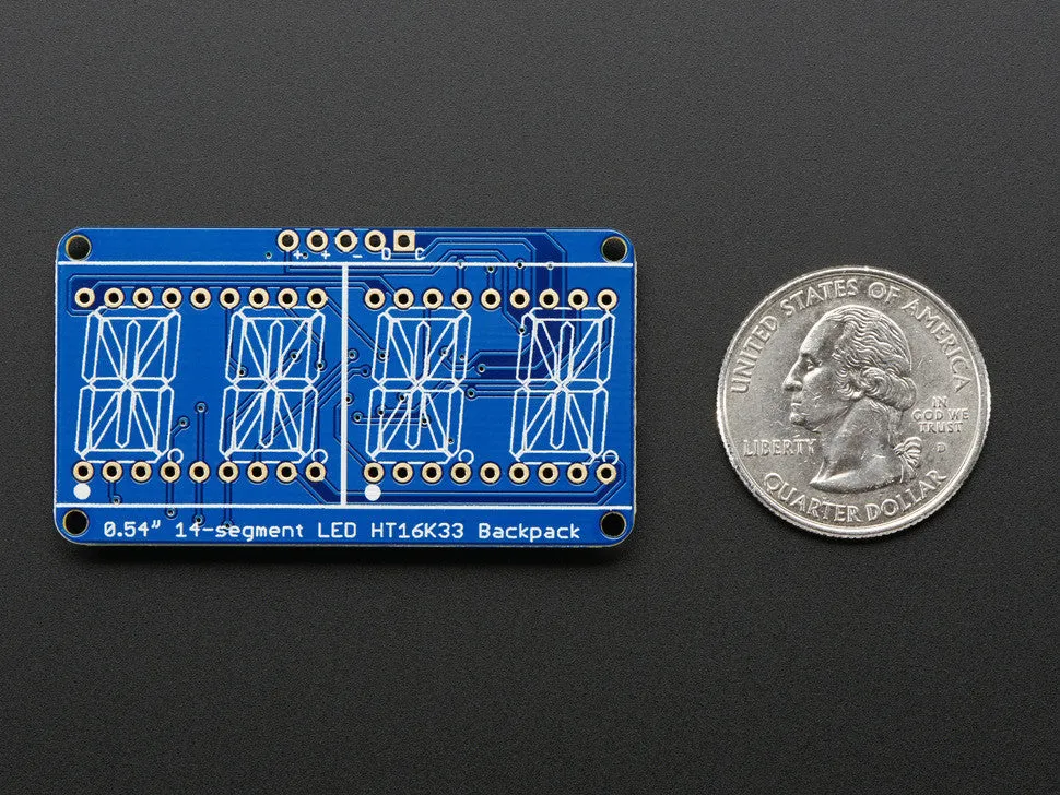 Quad Alphanumeric Display - Blue 0.54" Digits w/ I2C Backpack