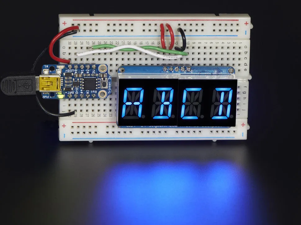 Quad Alphanumeric Display - Blue 0.54" Digits w/ I2C Backpack